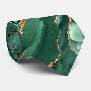 Agate Green Gold Glitzer Marble Party Neck Tie Krawatte
