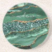 Agate Green Gold Glitzer Marble Untersetzer Ihr Na