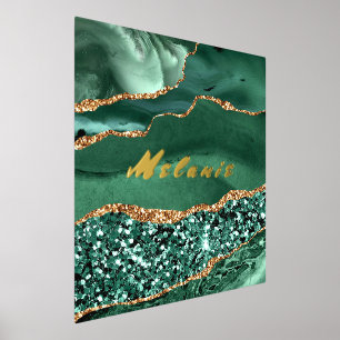 Agate Green Gold Marmor Ihr Name Foil Print Foliendrucke