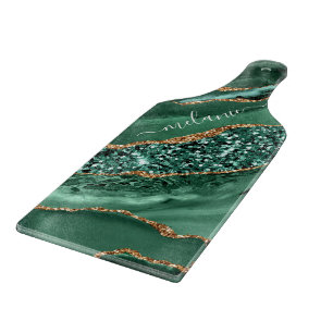 Agate Green Gold Marmor Individuelle Name Cutting  Schneidebrett
