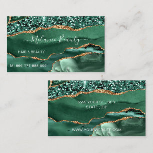 Agate Green Gold Parties scintillant Carte de visi