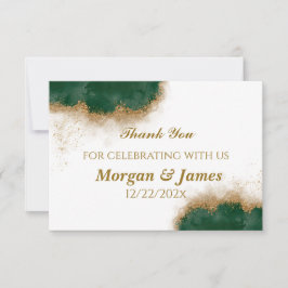 Agate Green & Gold Wedding Dankeschön Card Dankeskarte