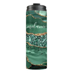 Agate Green Marble Individuelle Name Thermal Tumbl Thermosbecher