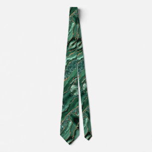 Agate Green Parties scintillant  en marbre Cravate