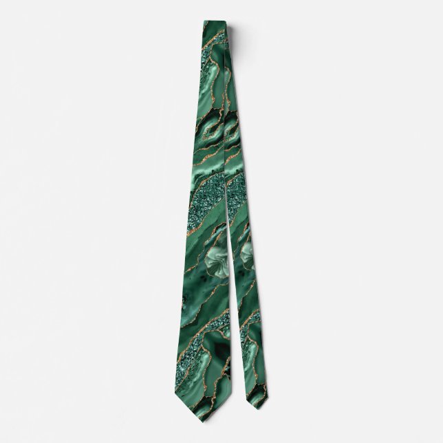 Agate Green Parties scintillant  en marbre Cravate (Devant)