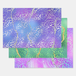 Agate Leopard Print with Glitter and Jewel-Tone Geschenkpapier Set