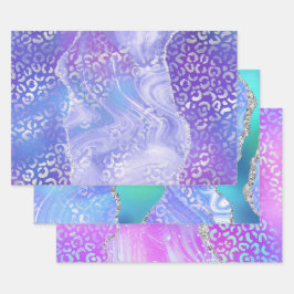 Agate Leopard Print with Glitter and Jewel-Tone Geschenkpapier Set