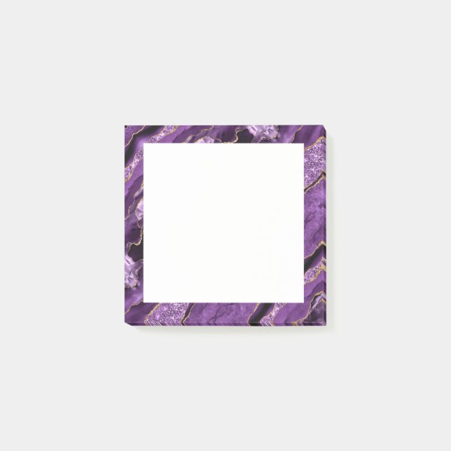 Agate Lila Gold Glitzer Marble Sticky Notes Post-it Klebezettel (Vorderseite)