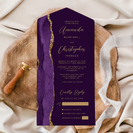Agate Lila Gold Script Plum All In One Einladung