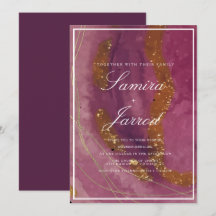 Agate Lila Mustard Watercolor Imitate Goldhochzeit