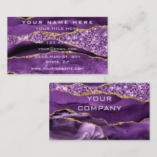 Agate Lila Violet Gold Elegante Business Card Visitenkarte