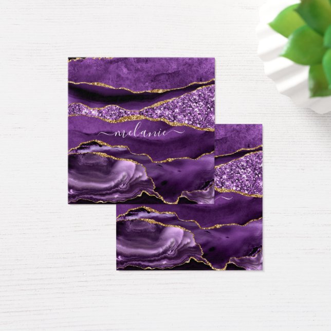 Agate Lila Violet Gold Glitzer Geode Individuelle  (Schreibtisch)