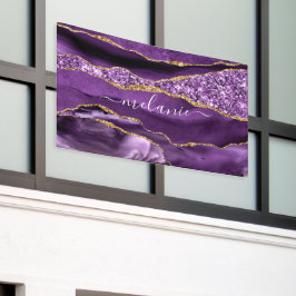 Agate Lila Violet Gold Glitzer Geode Individuelle  Banner