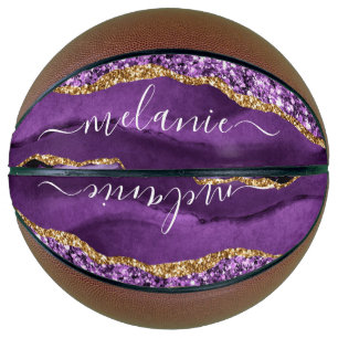 Agate Lila Violet Gold Glitzer Geode Individuelle  Basketball