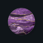 Agate Lila Violet Gold Glitzer Geode Individuelle  Magnet<br><div class="desc">Agate Lila Violet Gold Glitzer Geode Individuelle Name Sparkle Marmor Personalisiert Geburtstag - Geburtstag oder Hochzeitsgeschenk / Beides - Fügen Sie Ihren Namen - Text oder Entfernen - Make Your Special Gift - Neu vergrössern und verschieben oder entfernen und fügen Sie Text / Elemente mit Anpassungstool. Design von MIGNED. Bitte...</div>