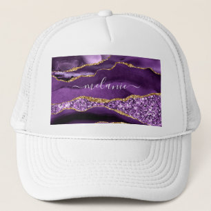 Agate Lila Violet Gold Glitzer Geode Individuelle  Truckerkappe
