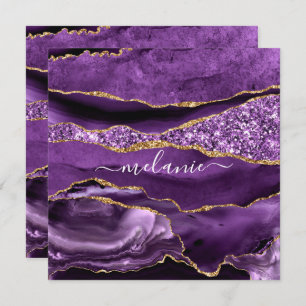 Agate Lila Violet Gold Glitzer Geode Name Text