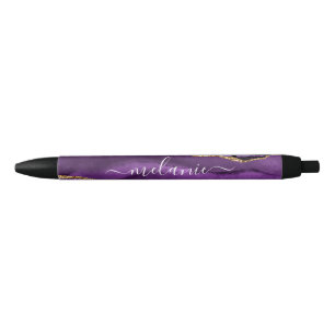 Agate Lila Violet Gold Glitzer Ihr Name Pen Kugelschreiber