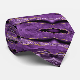 Agate Lila Violet Gold Glitzer Party Neck Tie Krawatte