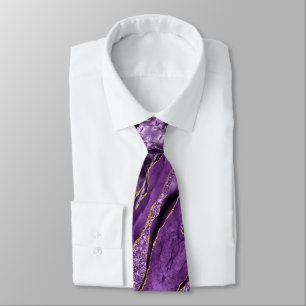 Agate Lila Violet Gold Glitzer Sparkle Neck Tie Krawatte