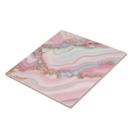 Agate Marble Modern Blue Pink Gold Collection Fliese