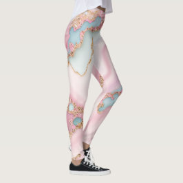 Agate Marble Modern Blue Pink Gold Collection Leggings