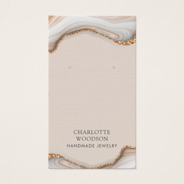 Agate Marble Pink Blush Geode Earring Display Card (Devant)