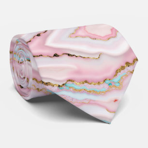 Agate Marble Popular Blue Pink Gold Collection Krawatte