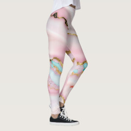 Agate Marble Popular Blue Pink Gold Collection Leggings