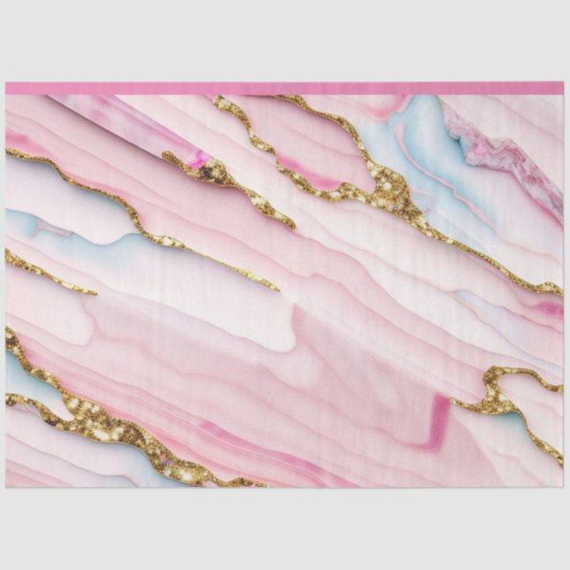 Agate Marble Trendy Blue Pink Gold Collection Seidenpapier (Vorderseite)