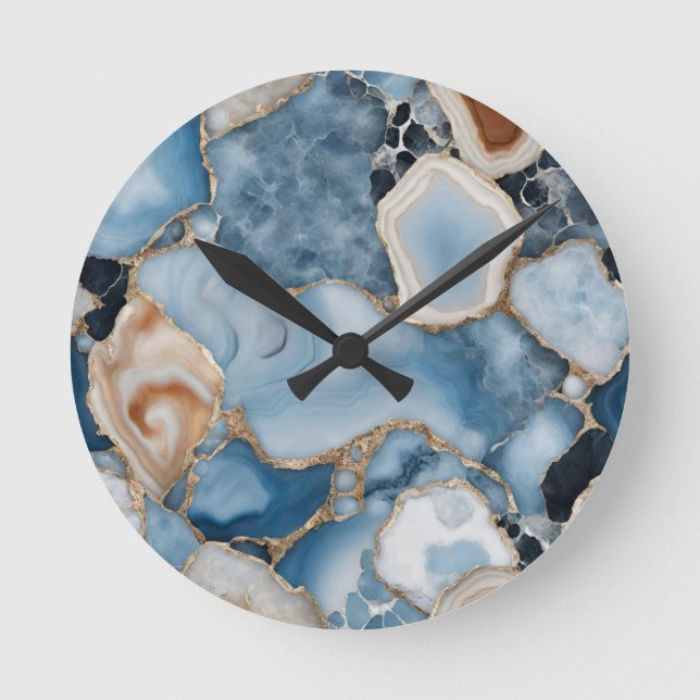 Agate Marble Wall Clock Runde Wanduhr (Vorderseite)