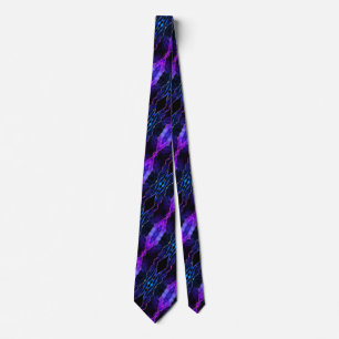 Agate Marine Bleu violet Neon Lumières Or Cravate