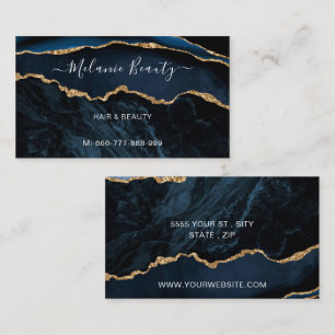 Agate Marine Blue Gold Moderne Votre Carte de visi