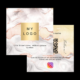 Agate Marmor Rose Logo QR Code Instagram folgen Quadratische Visitenkarte