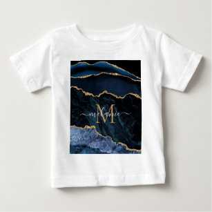 Agate Navy Blue Gold Gemstone Marmor Individuelle  Baby T-shirt