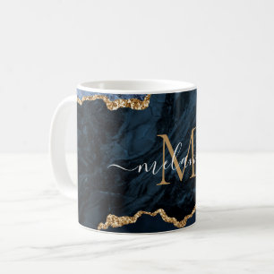 Agate Navy Blue Gold Marmor Tasse Geben Sie Ihren
