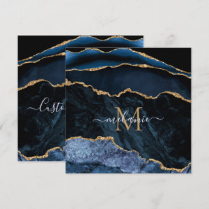 Agate Navy Blue Gold Namenskarten für benutzerdefi