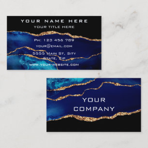 Agate Navy Blue Gold und Black Business Card Visitenkarte