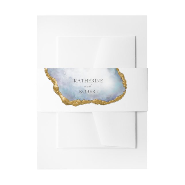 Agate Pearl Gold Wedding Einladungsbanderole (Vorderseite Beispiel)