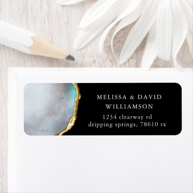 Agate Pearl Golden Return Address Label (Insitu)