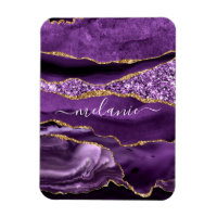 Agate Purple Violet Gold Glitter Geode Custom Name