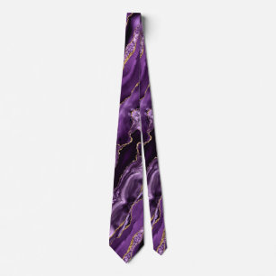 Agate Purple Violet Gold Sparkle Marble Neck Tie Krawatte