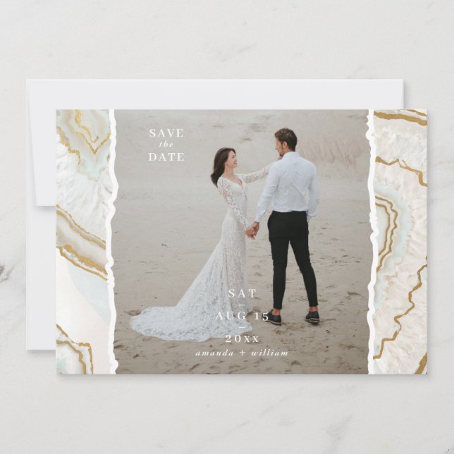 Agate Quartz Hintergrund Foto Hochzeit  Save The Date (Vorderseite)
