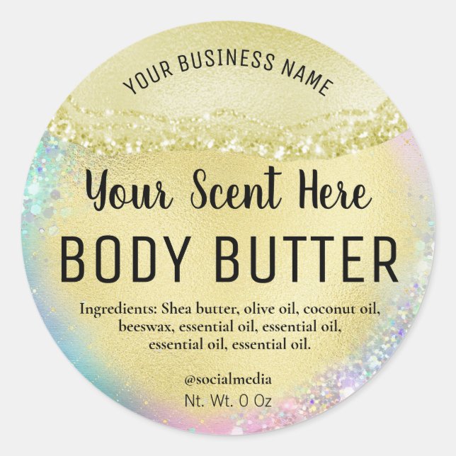 Agate Rainbow-farbene Body Butter Labels Runder Aufkleber (Vorderseite)