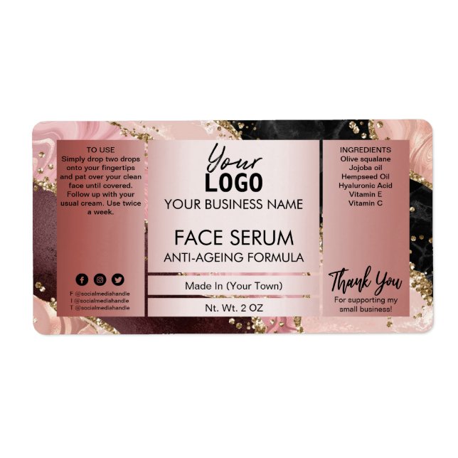 Agate Rose Gold mit Glitzer Fairool Serum (Vorne)