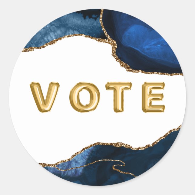 Agate Sapphire with Gold Veins Vote Runder Aufkleber (Vorderseite)