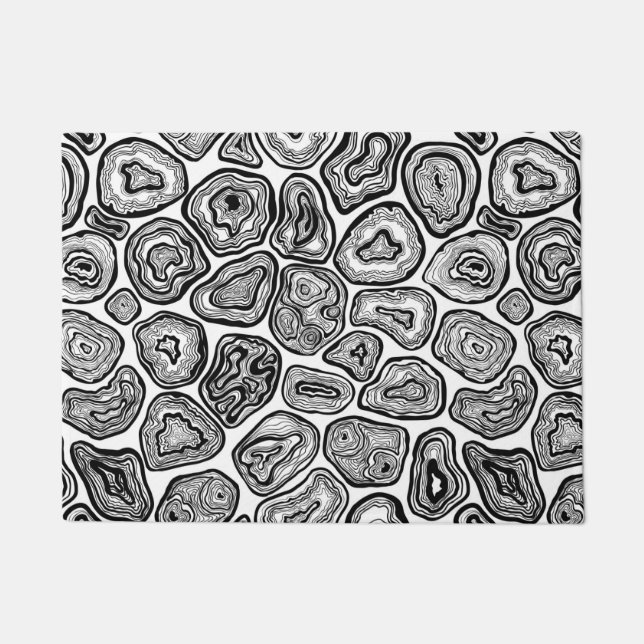 Agate-Scheiben in Schwarz-Weiß Fußmatte (Vorderseite)