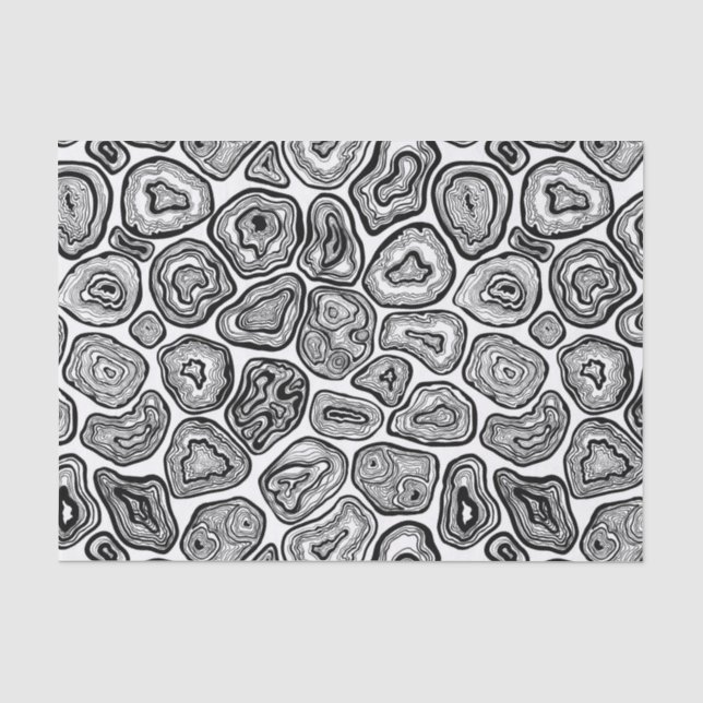 Agate-Scheiben in Schwarz-Weiß Seidenpapier (Vorderseite)