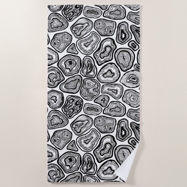 Agate-Scheiben in Schwarz-Weiß Strandtuch (Vorderseite)