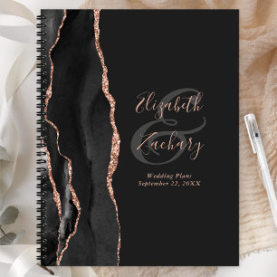 Agate Schrift Schwarz Rosen Gold Dunkle Hochzeitsp Planer